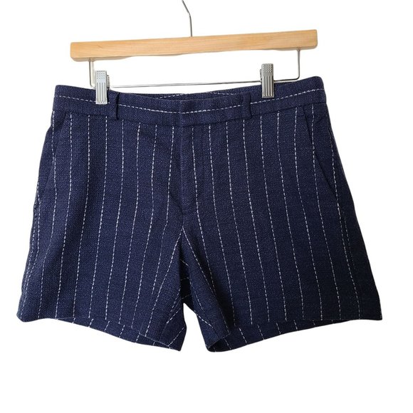 Banana Republic Blue Pinstripe Shorts Pockets size 4 Nautical - Picture 2 of 7